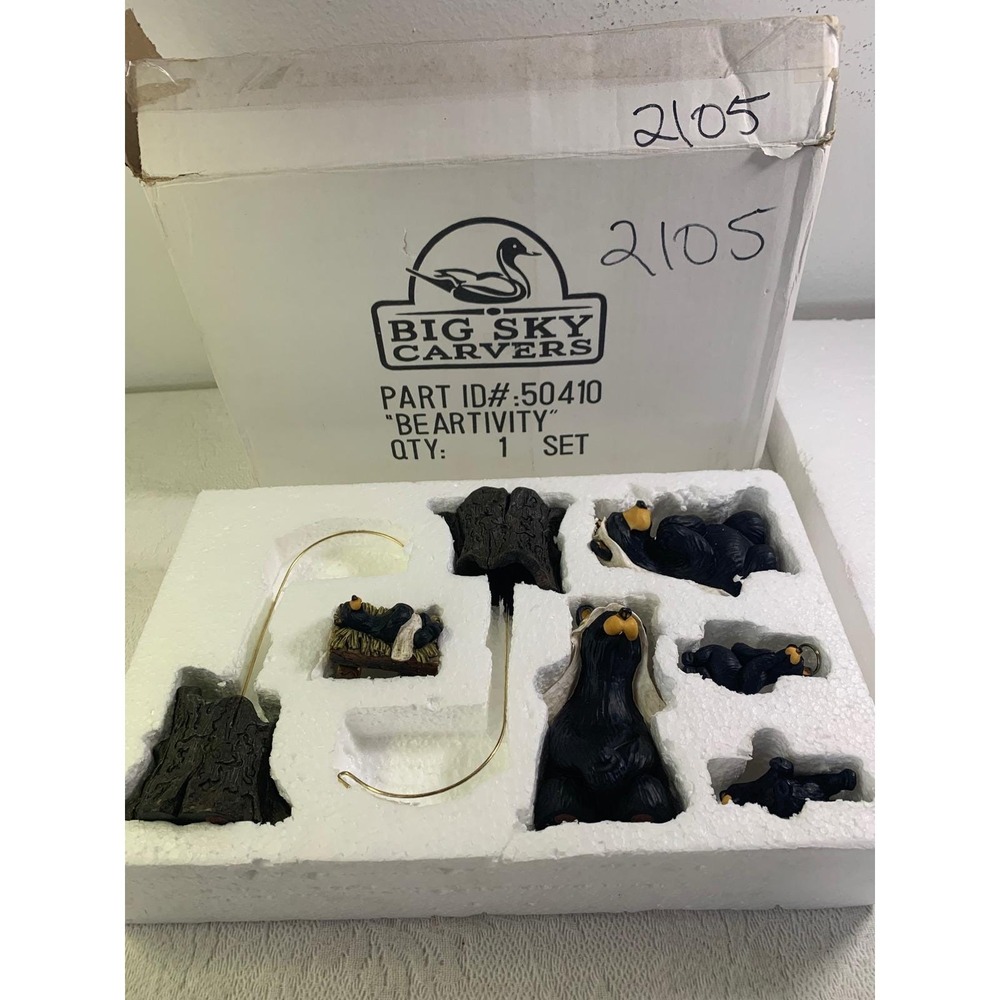 Big Sky Carvers Beartivity Black Bear Nativity Set 50410 Rustic Christmas Decor